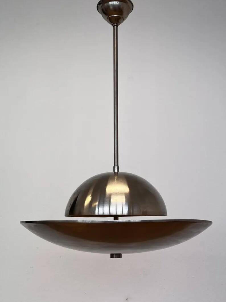 Chrome Bauhaus pendant - Czechoslovakia, circa 1930s / functionalism
