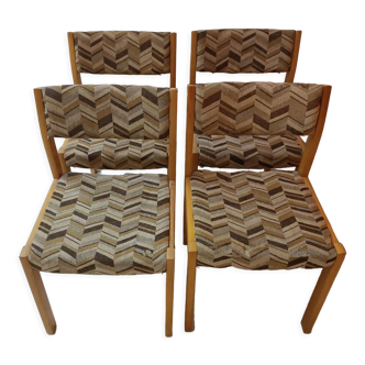 Lots de 4 chaises en bois Vintage