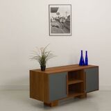 Teak TV cabinet with 2 doors and a niche with shelf