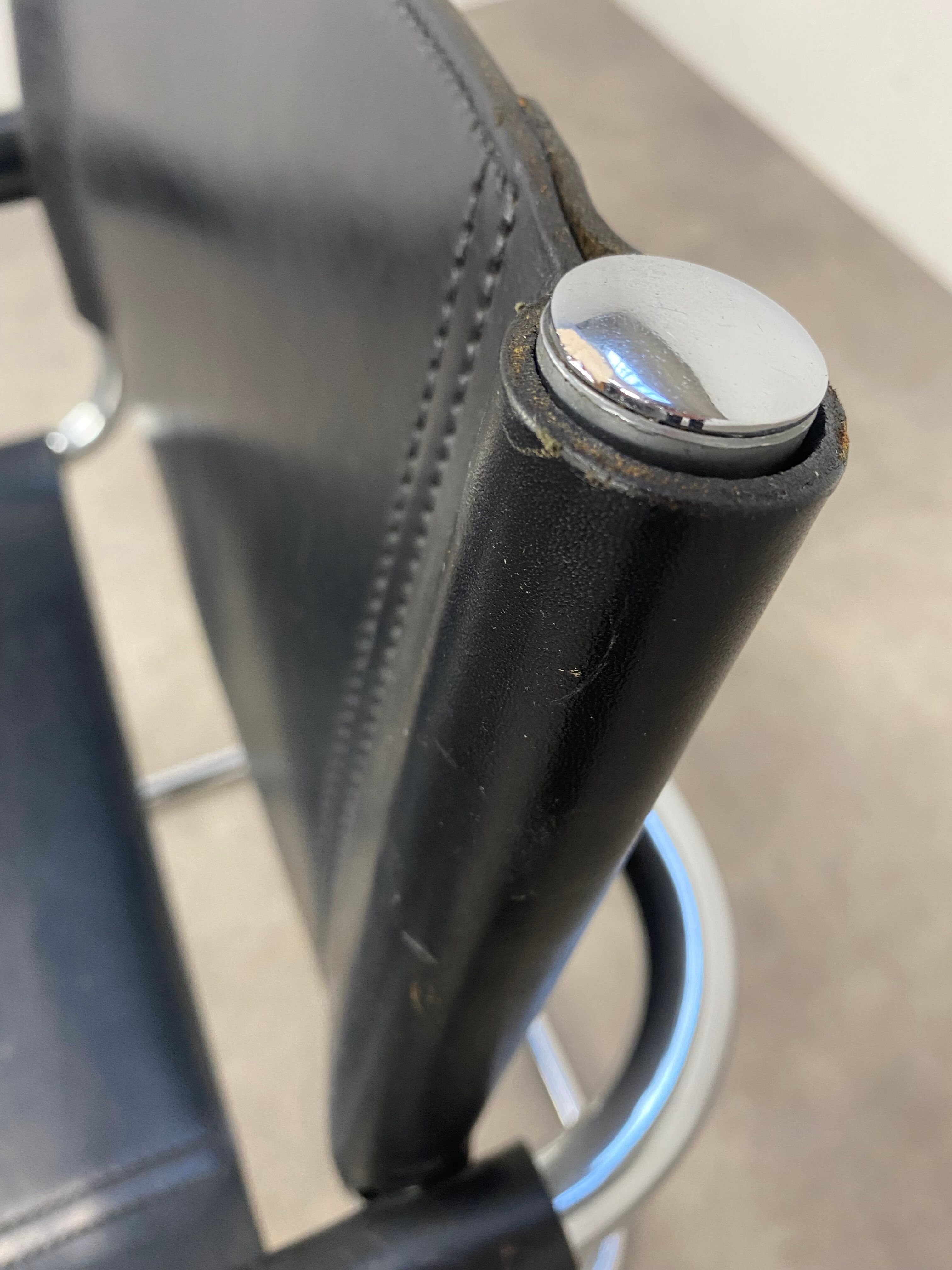 Black and chrome leather cantilever armchair