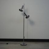 Lampadaire à deux têtes en chrome, années 1970