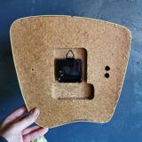 Vintage formica clock asymmetrical silent wall clock "Jaz black yellow"