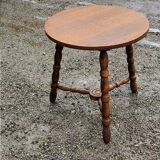 Pedestal table of the 60s in beech and oak
