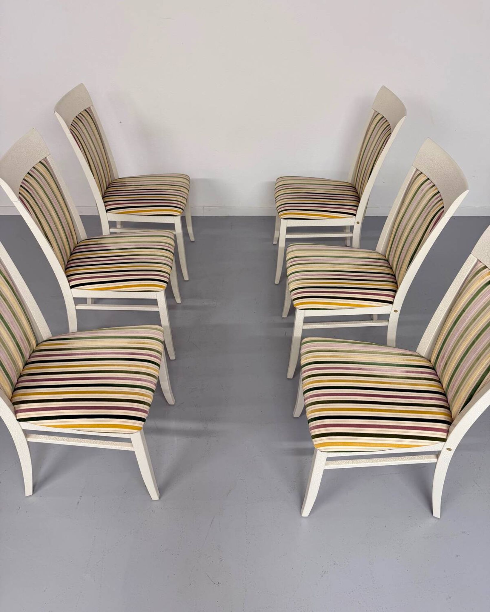 6 thonet gebruder designer chairs with crackle lacquer finish, 1980s vintage