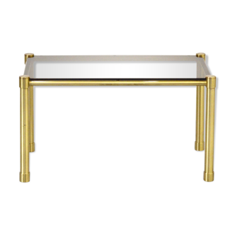 Midcentury Italian Tubular Brass and Smoked Glass Coffee Table. Vintage / Modern / Retro.