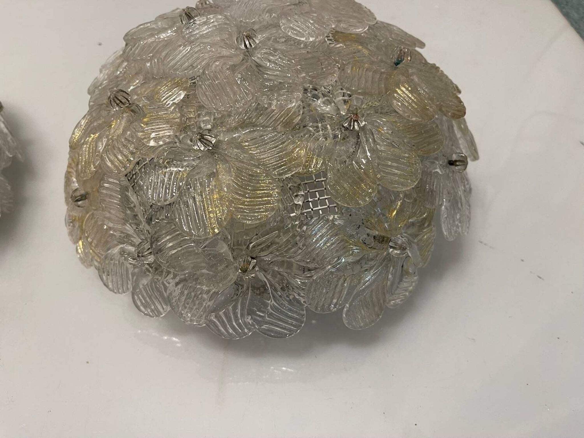Lot de 2 appliques/plafonniers en verre de Murano par Seguso années 1960