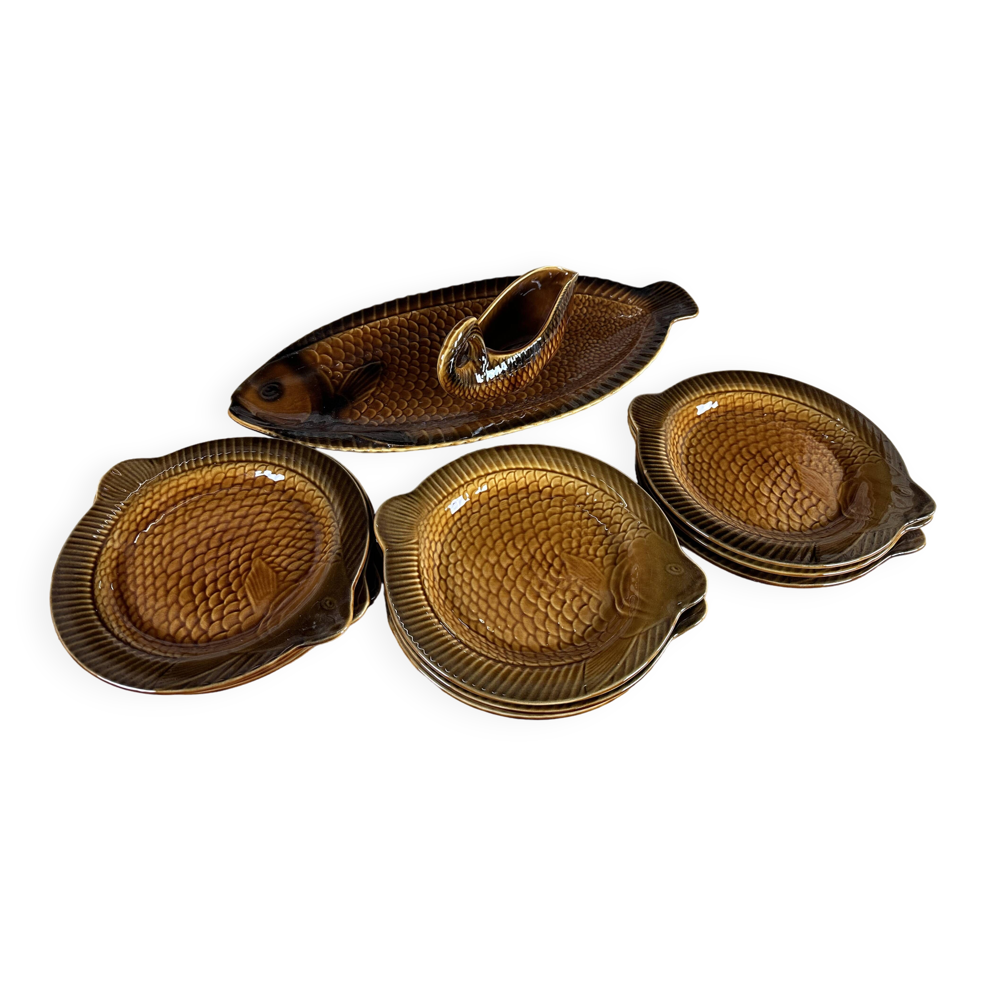 Sarguemines fish service 11 pieces 1970