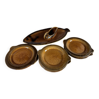 Sarguemines fish service 11 pieces 1970