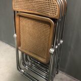 Chaises de salle à manger en rotin Plia par Giancarlo Piretti pour Castelli, années 1970