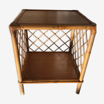 Rattan and bamboo side table