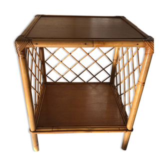 Rattan and bamboo side table