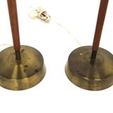 Set of 2 Scandinavian floor lamps in teak and metal, Sweden, 1960