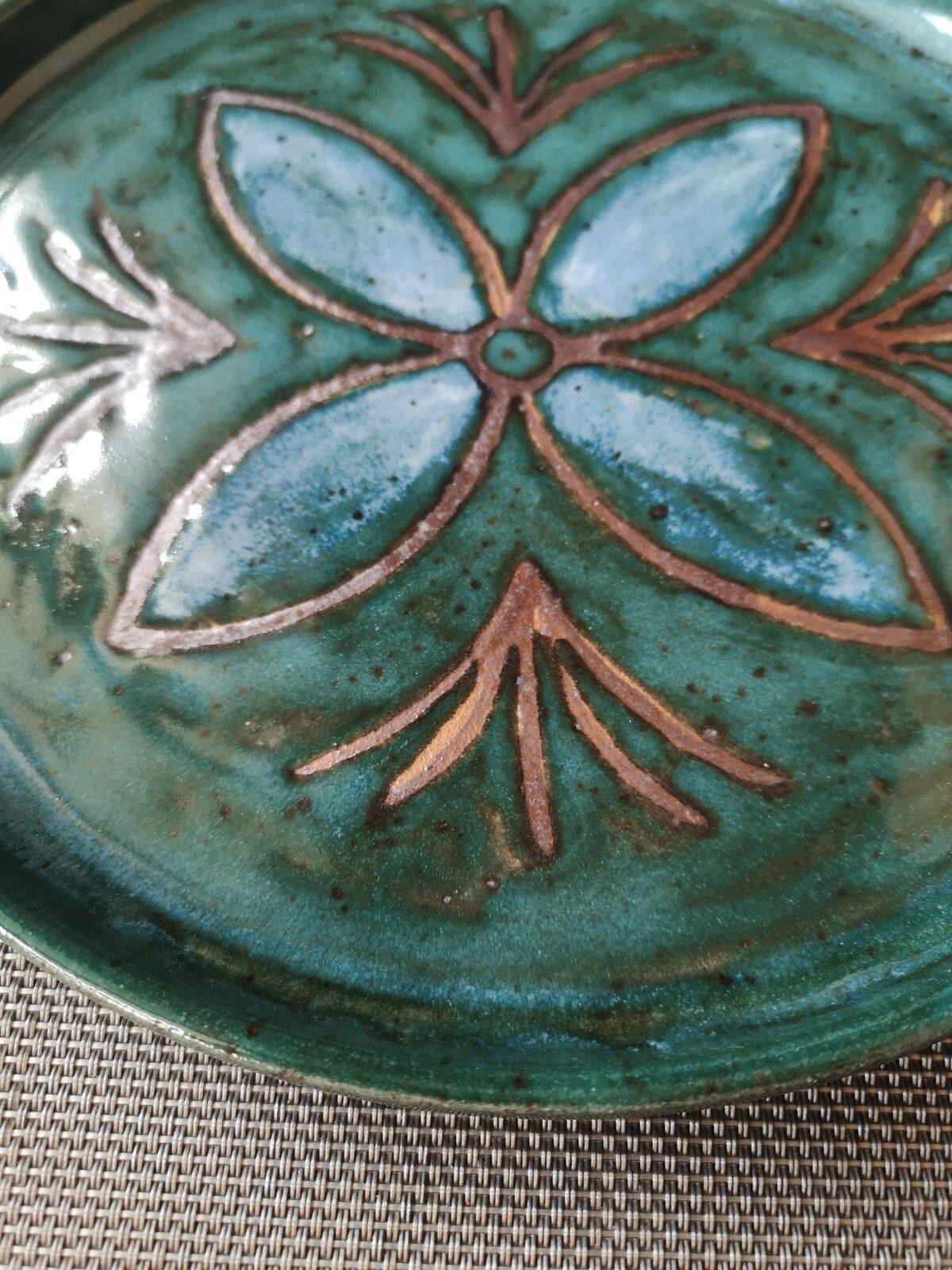 Enamelled stoneware plate - 1970s