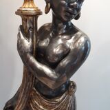 Nubien porte-torchère en bois sculpté