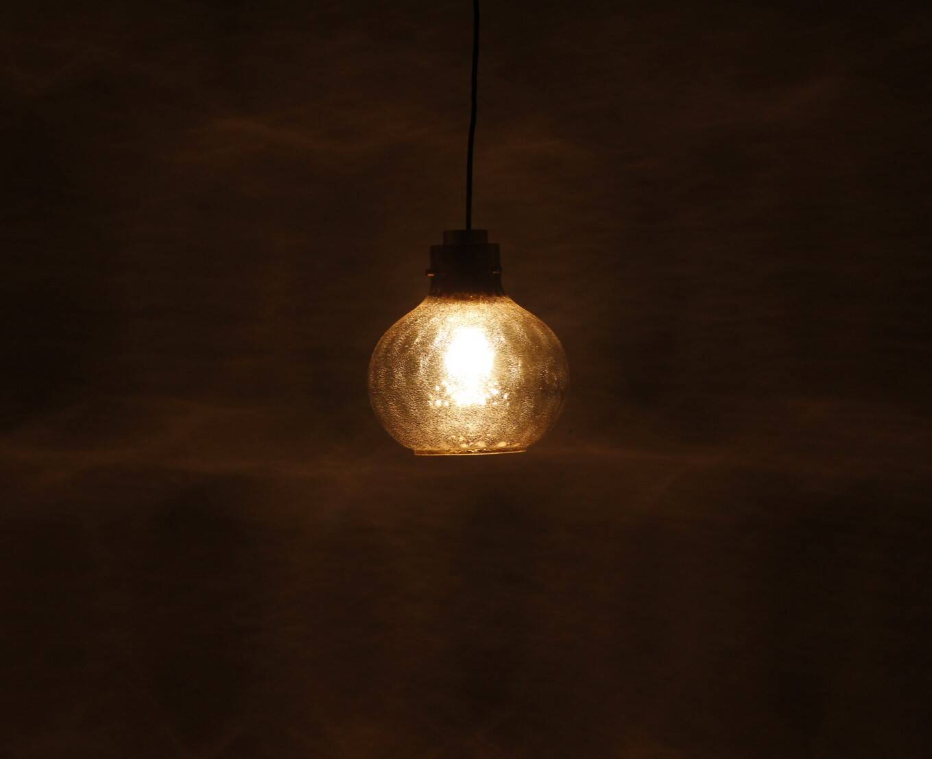 Bubble Glass & Brass Pendant by Helena Tynell for Limburg, 1960s