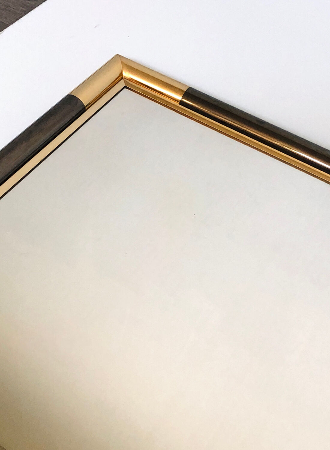 Gold and black marbled metal mirror, 1970s vintage design, Italy
