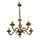 French Vintage Mid Century Bronze 5 Light Traditional Style Chandelier
