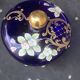 Perfume bottles, in hand-painted blue Bohemian crystal, antique.