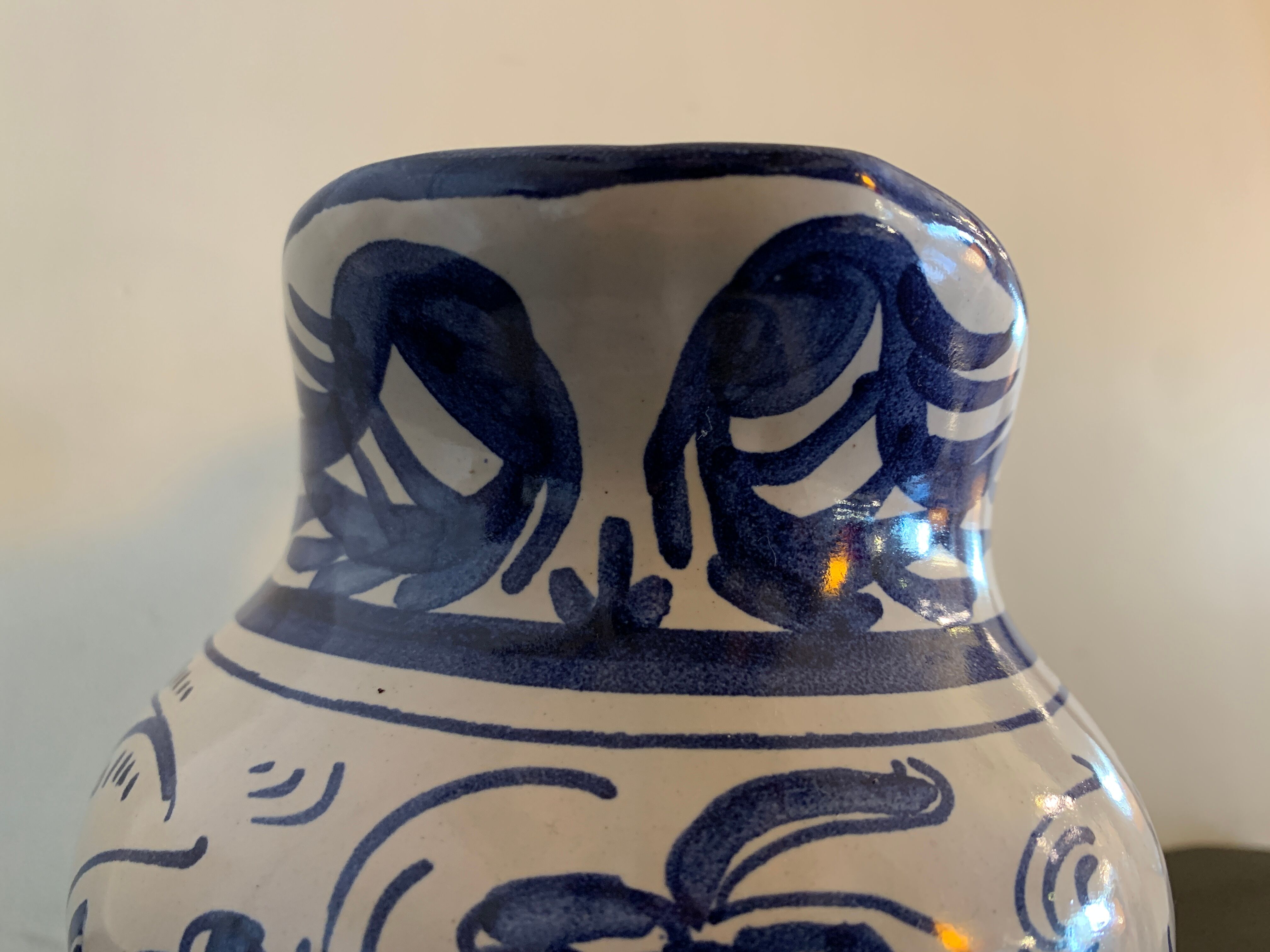 Domingo Punter blue ceramic pitcher, Teruel, 1960