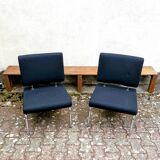 Vintage black fabric armchair