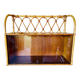 Étagère murale vintage en rotin et bambou avec armoire à portes en verre, 1960s