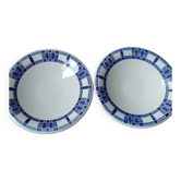 Set of two deep plates, Badonviller Aurore earthenware.
