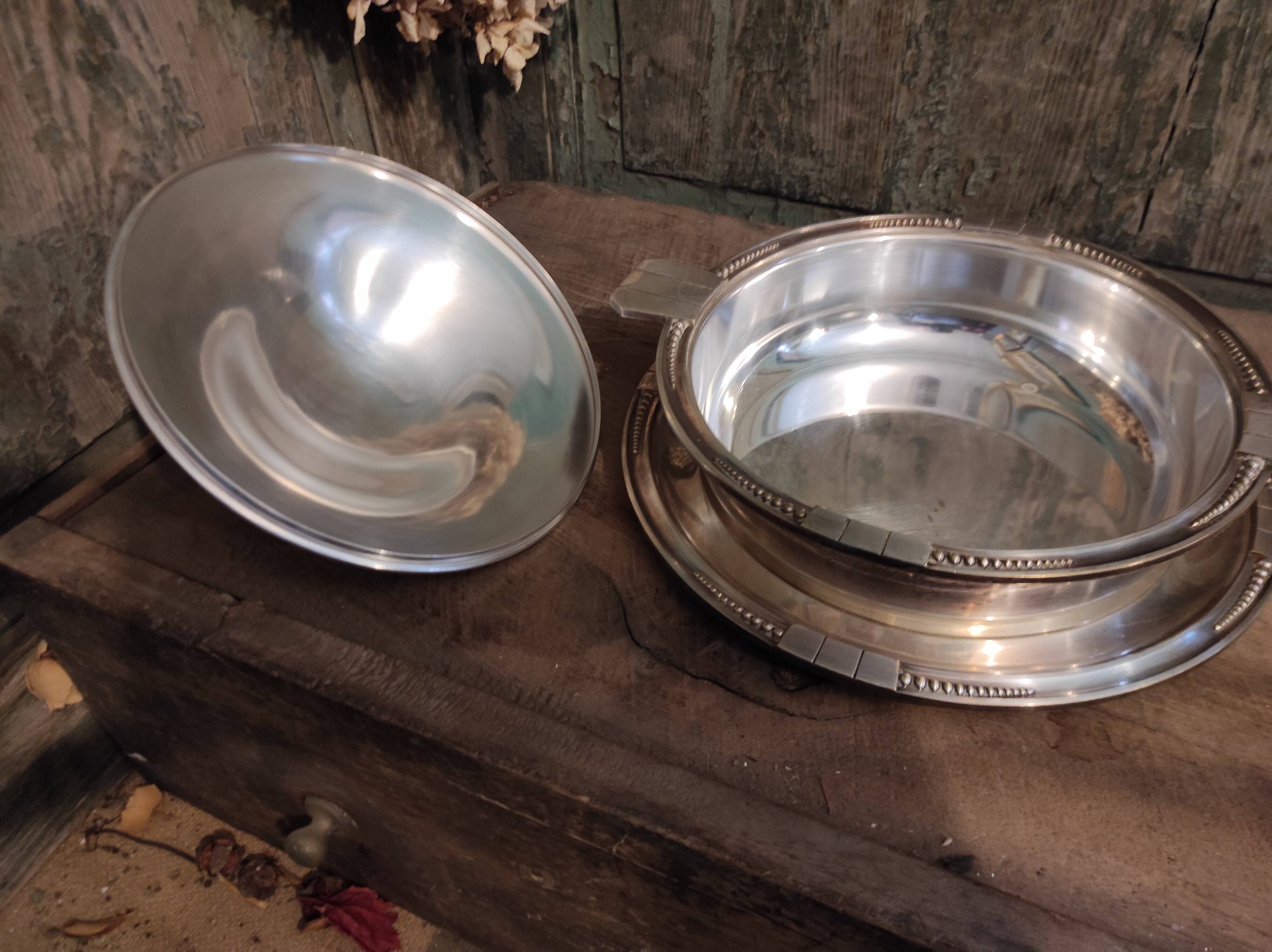 Art Deco silver plated serving dish with lid