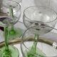 6 Alsace green footed crystal wine glasses engraved