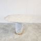 Vintage round White marble dining table 1970s