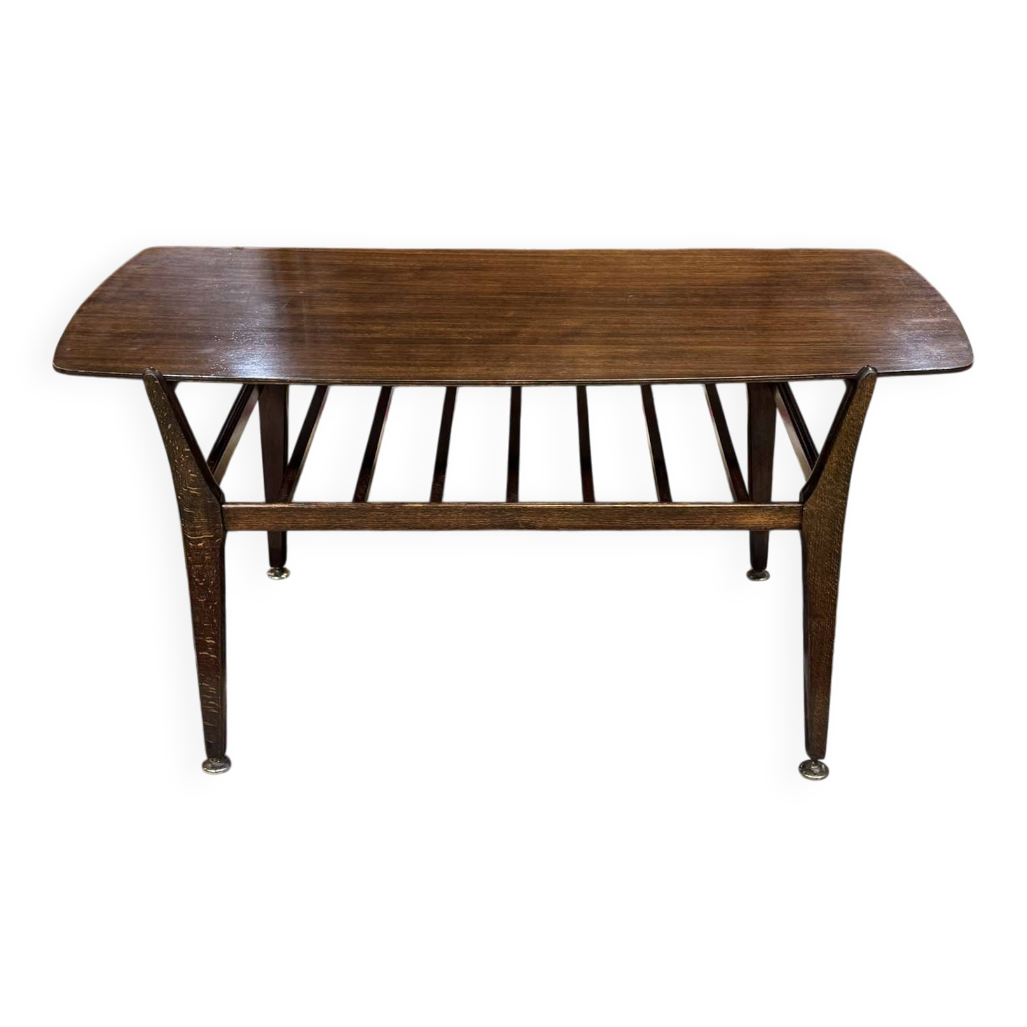 Table basse anglaise en acajou et hêtre des années 70
