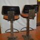 Industrial iron and leather bar stools
