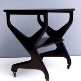 Black Ebonized Beech Serving Cart in the Style of Ico Parisi, Italy