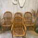 Série de 4 fauteuils rotin vintage