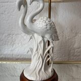 Porcelain lamp with pink flamingos from the 1980s.