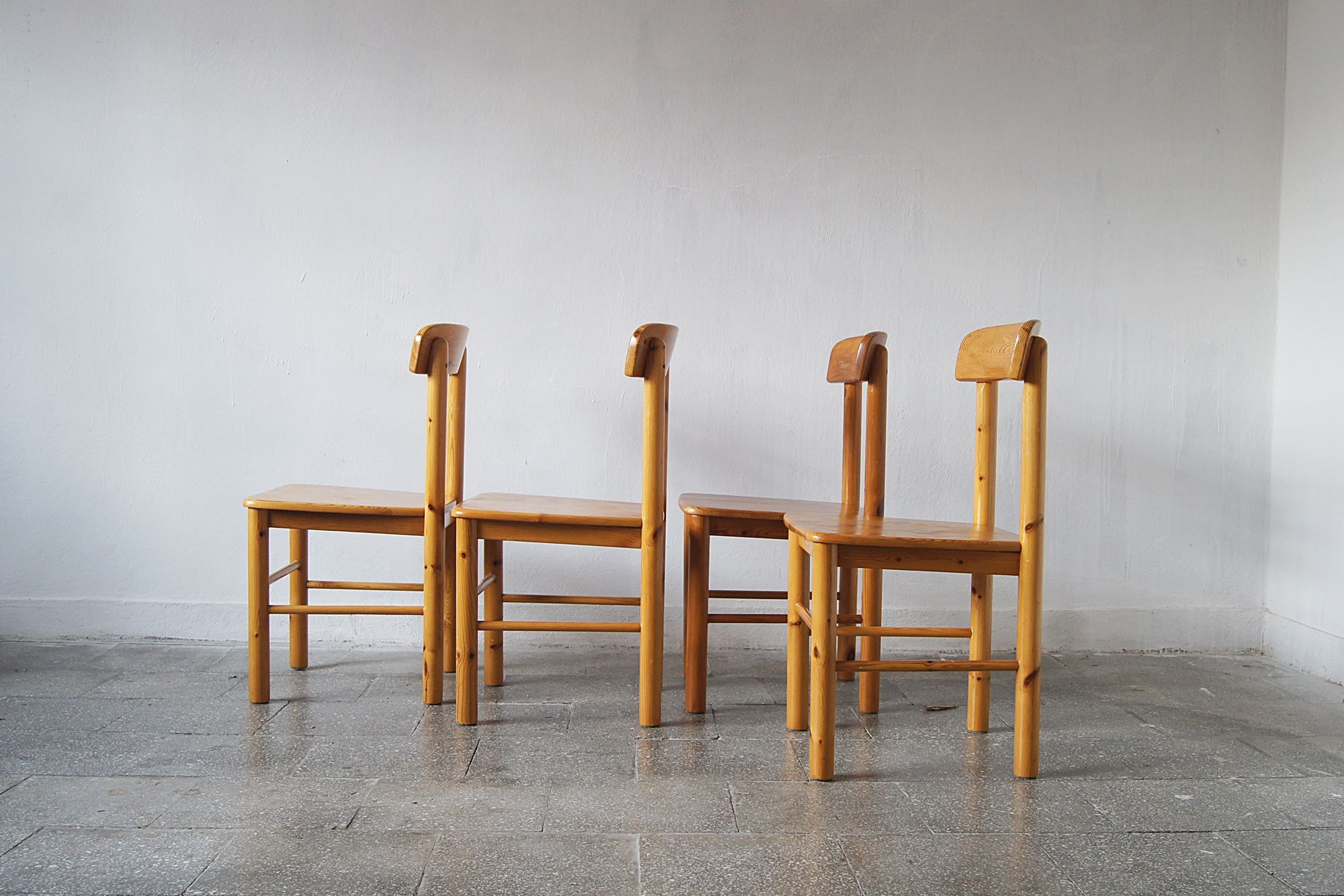 4 brutalist pine dining chairs attributed to rainer daumiller for hirtshals savvaerk