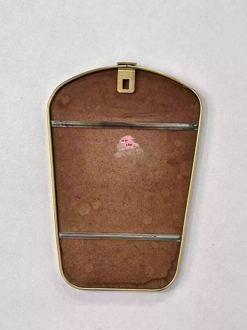 Rearview mirror and free form from the 60s brass frame highlighted with black