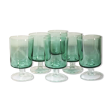 6 anciens verres à digestif luminarc vert clair h7 cm