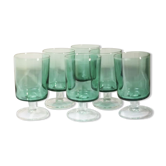 6 anciens verres à digestif luminarc vert clair h7 cm