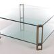 Peter Ghyczy T24D coffee table with brass legs and glass top