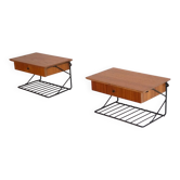 Pair of Scandinavian bedside tables to hang in teak 1960