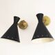 Set of three Italian wall lights in brass and lacquered iron, 1950s design