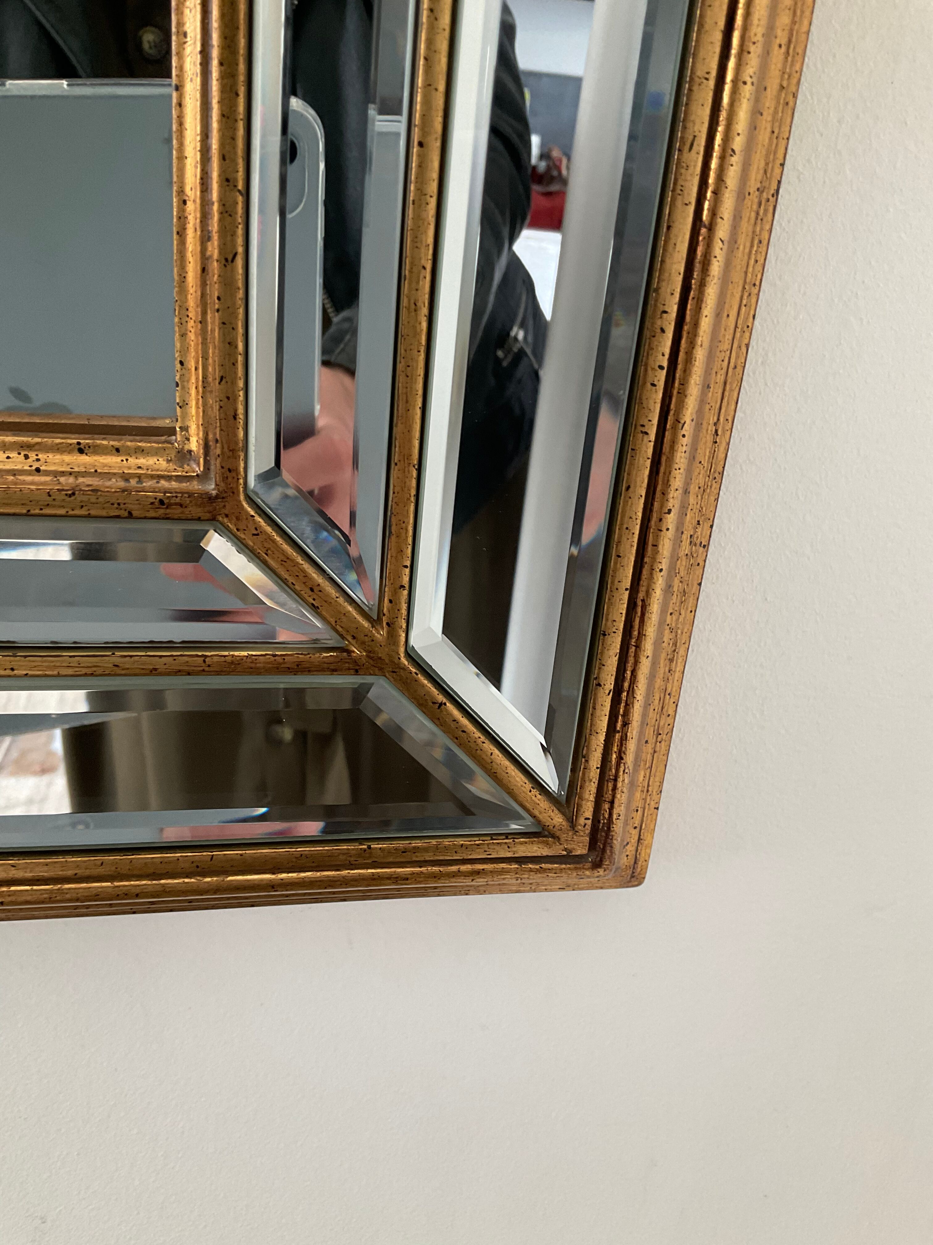Miroir à parcloses deknudt des années 70 en bois doré