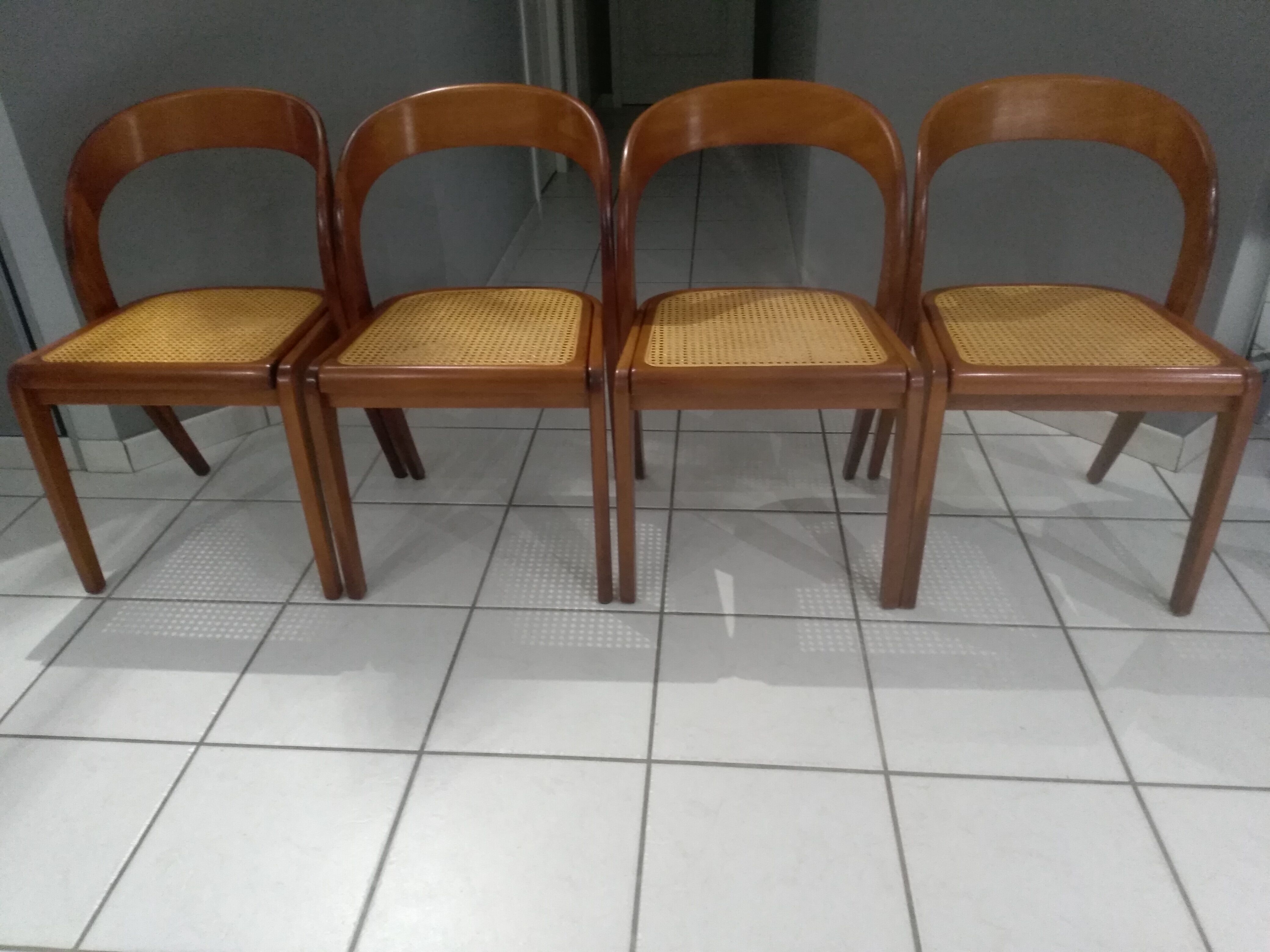 Suite of 4 chairs Baumann model Vintage Gondola 1970s