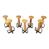 Mid century brutalist bar stools, 1960s - set of 7