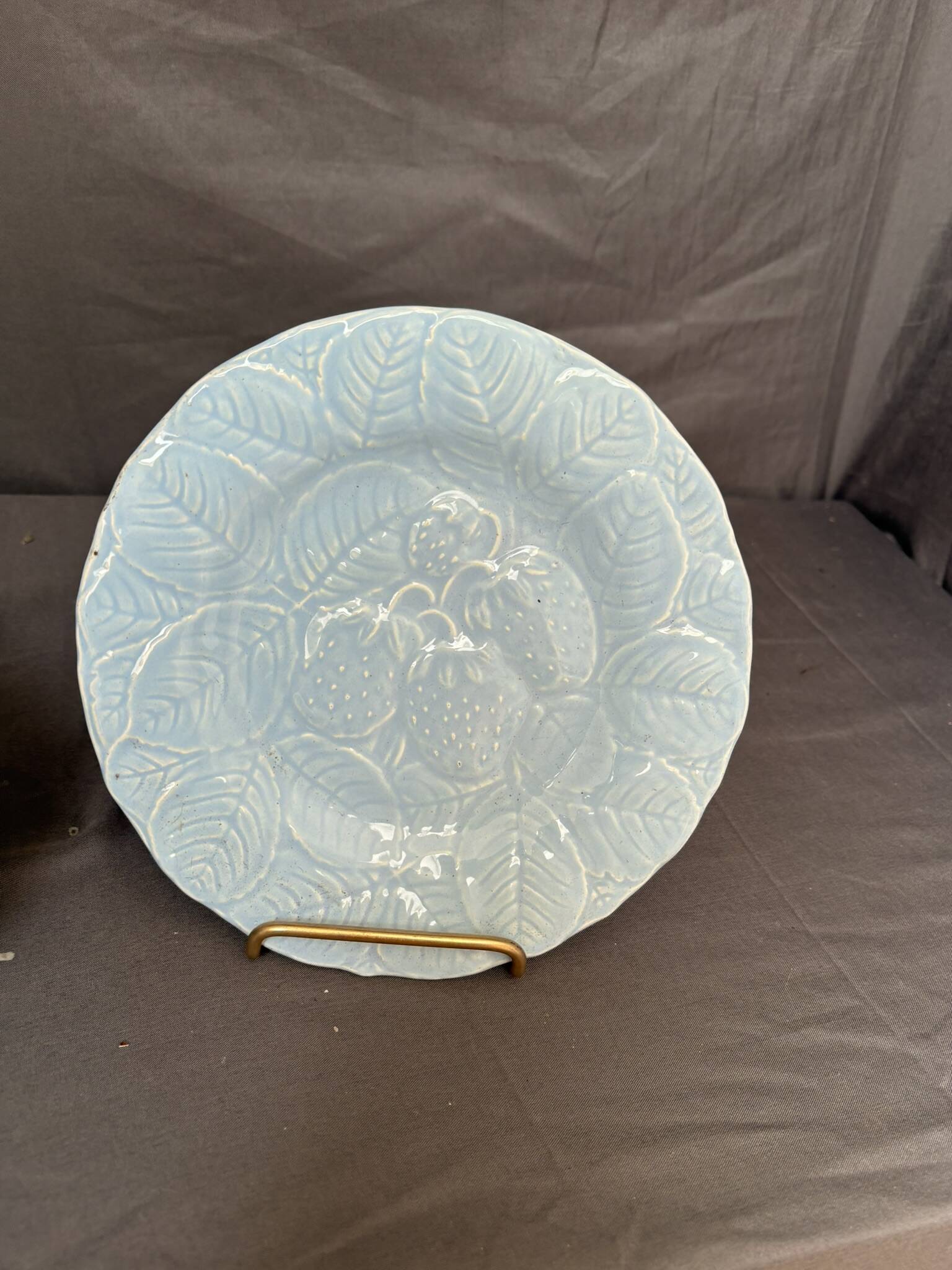 Ceramic Dessert Plate Barbotines Crazed Strawberries Sarreguemines