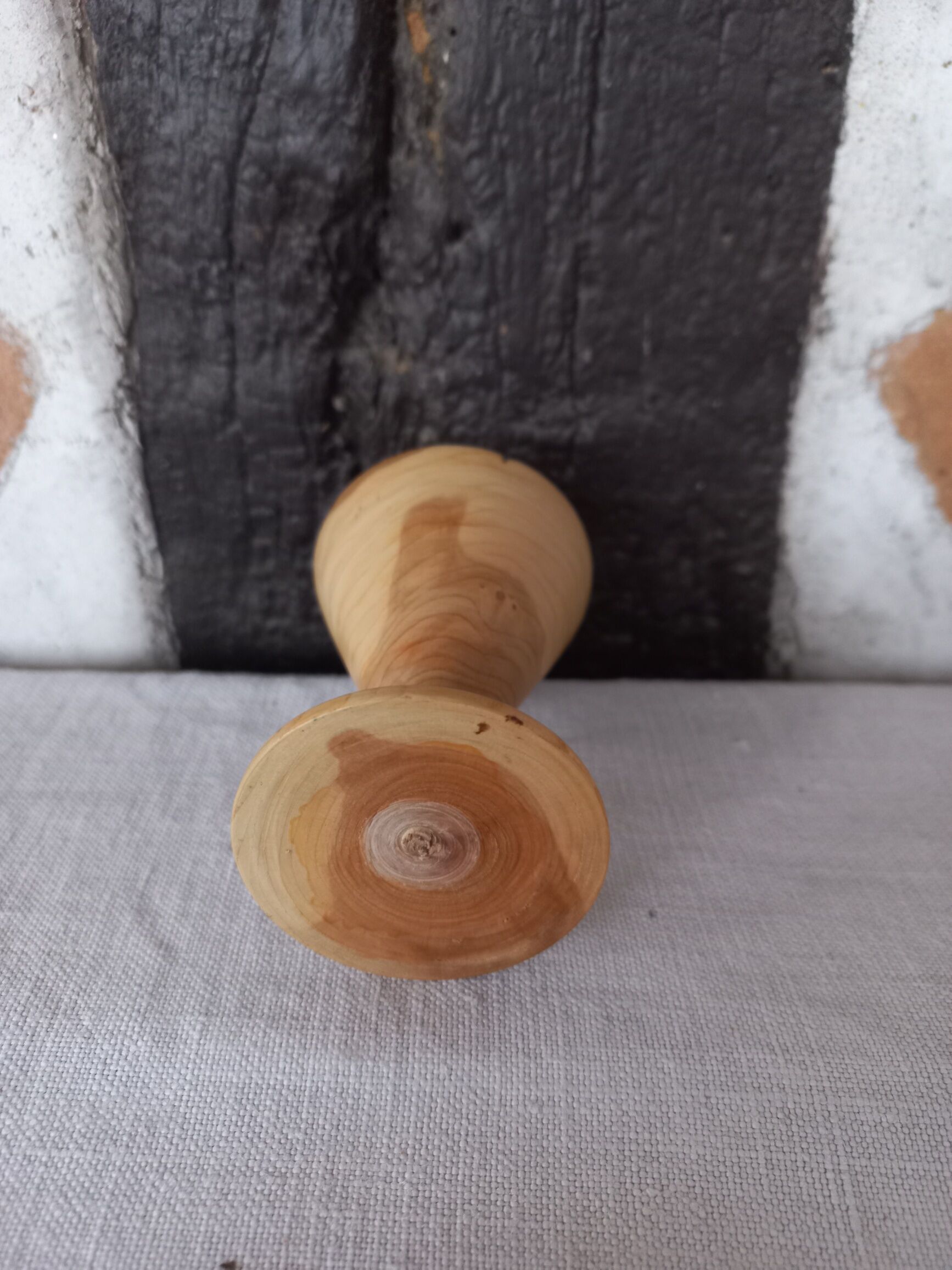 Turned wood egg cup