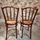 2 chaises bistrot viennoises Kohn antiques en bois courbé et cannage, Autriche vers 1900–1930