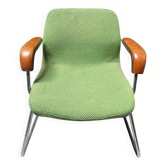Metal and green fabric armchair