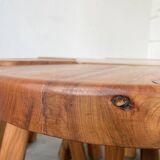 Flower coffee table set with elm tripod stools