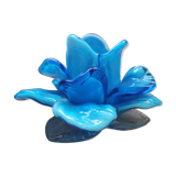 Murano blue blue blown glass flower candlestick